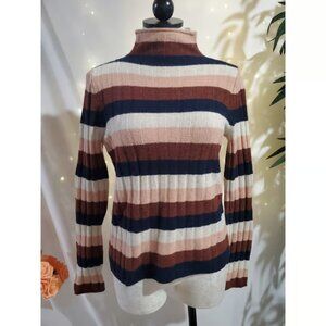 Madewell NWT Striped Evercrest Coziest Yarn Turtleneck Sweater Sz S Ribbed Wool